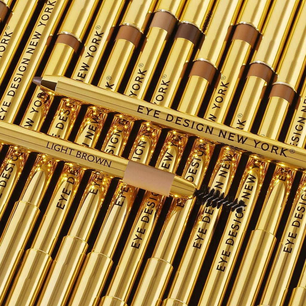 Elegant packaging of Eye Design New York® Light Brown Eyebrow Pencil, symbolizing luxury and quality in brow makeup