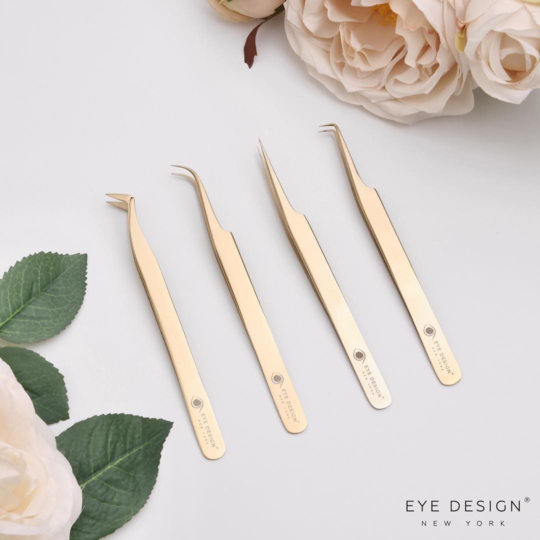 GOLDEN STRAIGHT EYELASH EXTENSIONS TWEEZERS